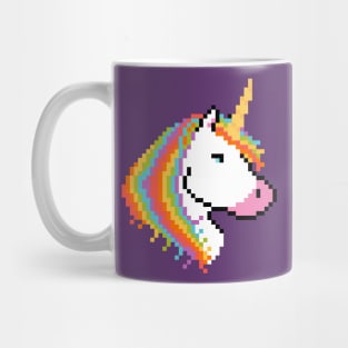 Pixel White Unicorn with Rainbow Mane Mug